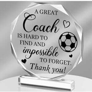 Soccer Coach Thank you Plaque Appreciation trophy Gift  Acrylic Sign Table Deco